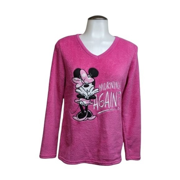 Disney Minnie PJ Top Fleece Morning Sleepwear Embroidered Pink XS (0-2) - Picture 1 of 12